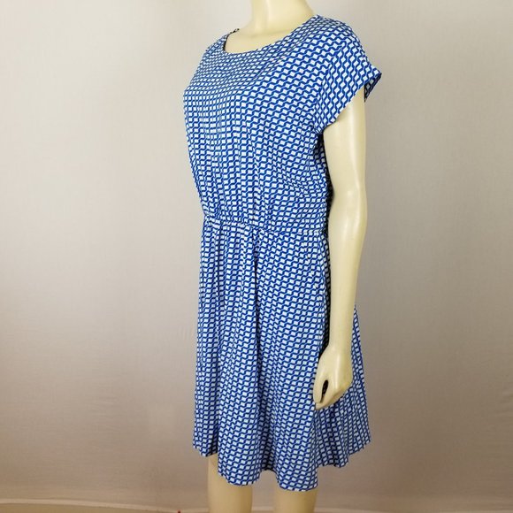 GAP blue white elastic waist dress sz‎ M - Picture 3 of 8